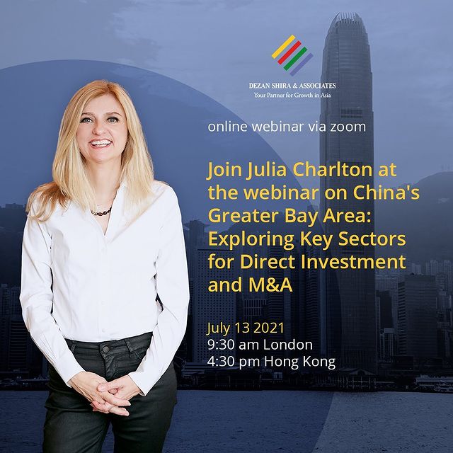 Join Julia Charlton at the webinar on China’s Greater Bay Area: Exploring Key Sectors for Direct Investment and M&A